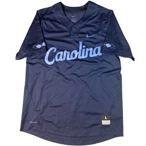 Nike Baseball Jersey Mens Large Carolina Blue Navy Dri-FIT Argyle Sleeve Top